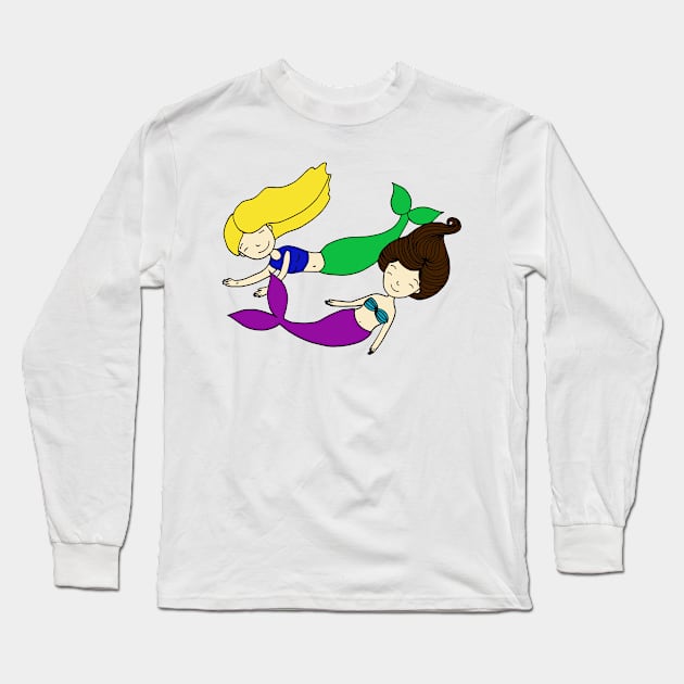 mermaid friends Long Sleeve T-Shirt by wildmagnolia